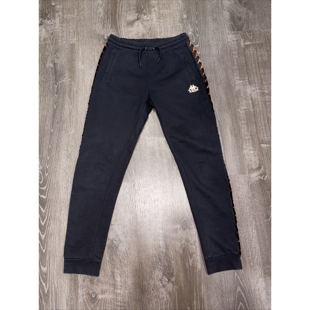 Vintage Kappa Joggers Sweatpants Mens Sz Small Black Tapered Pants Embroidered